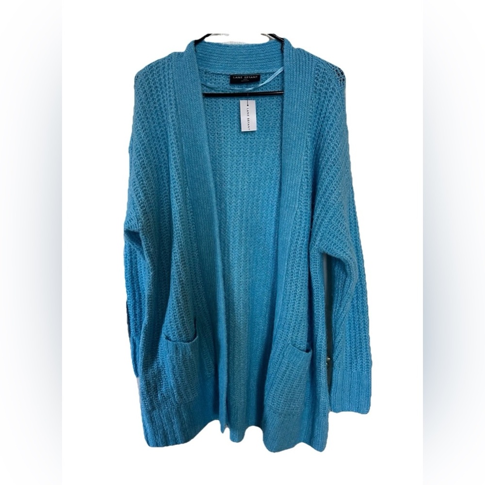 NWT Lane Bryant Knit Cardigan Sweater Chunky Blue Cozy Boxy Lagenlook 14/16 XL